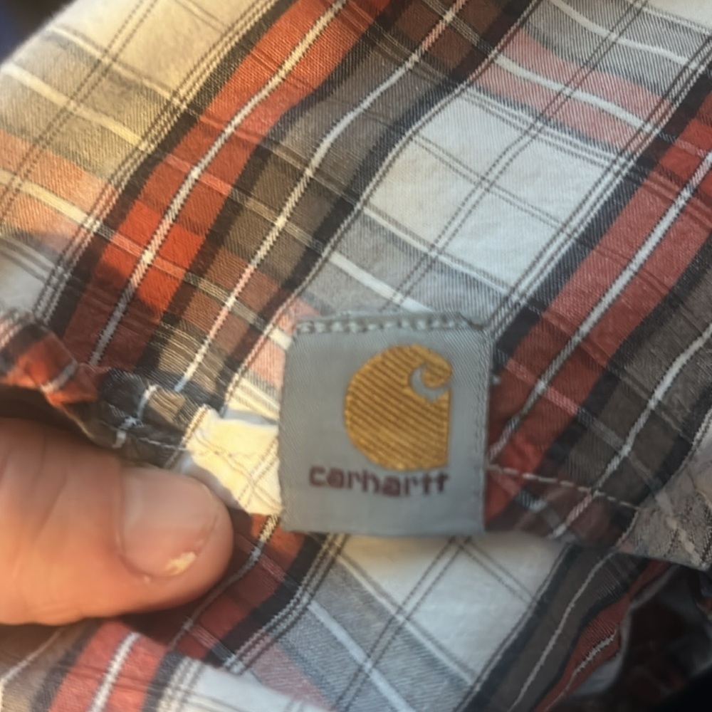 Carhartt Mens Relaxed Fit Red Plaid Short Sleeve Button Down Shirt Size L - Picture 5 of 5